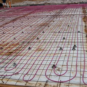 hydronic floor heating pipe in slab