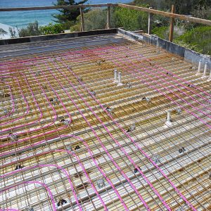 hydronic floor heating pipe in Beach house