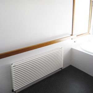 hydronic radiator heating in bathroom