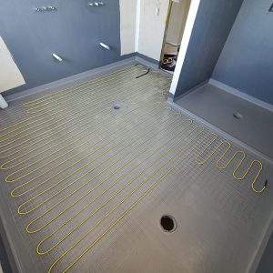 electric underfloor heating installed in a bathroom